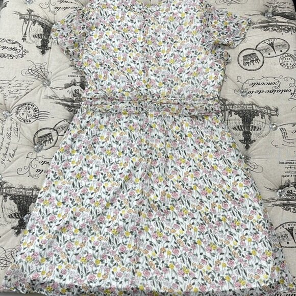 Sam Edelman Ruffle Sleeve Patterned Drape Floral Dress - Picture 10 of 14